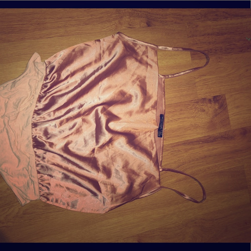 NASTY GAL PINK SATIN BODYSUIT